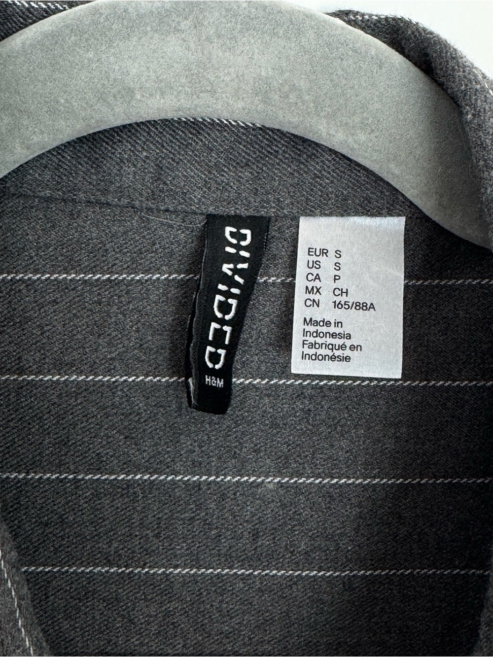 H&M Divided Charcoal Gray Pinstripe Shirt Jacket - Picture 2 of 6